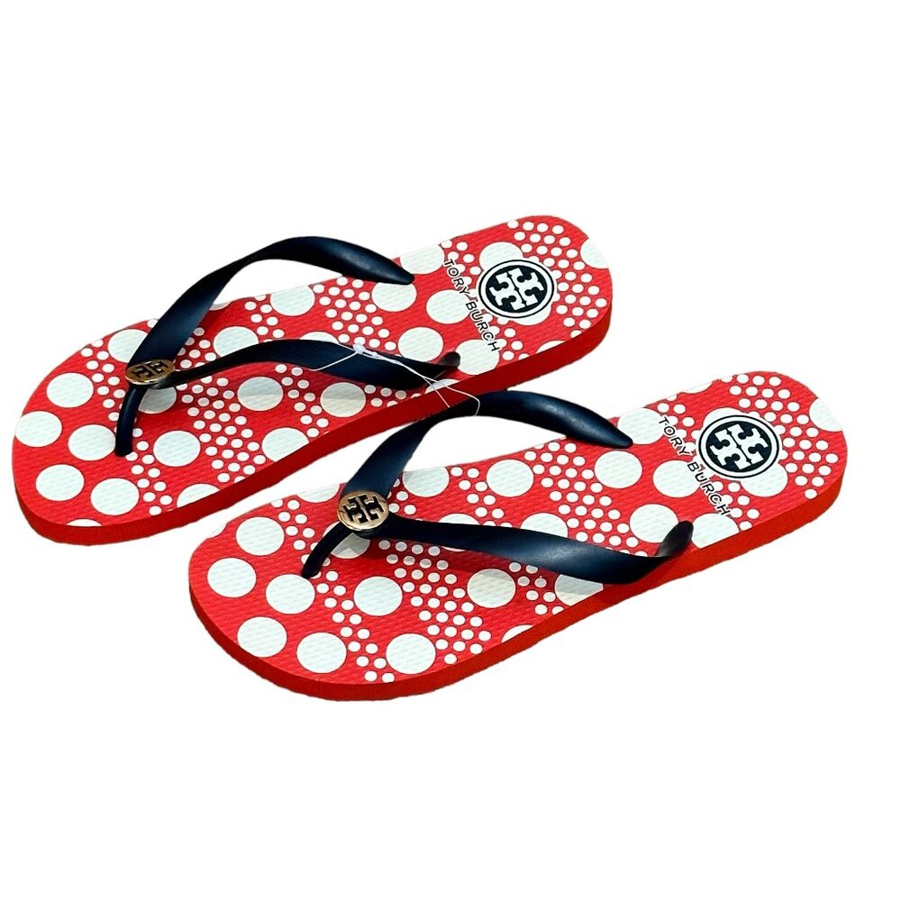 Tory Burch Flip Flop, Black Print, Size 9